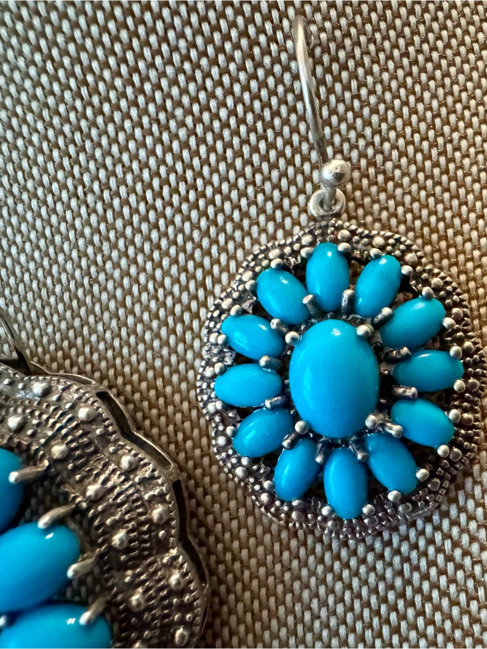 Gorgeous Sleeping Beauty Turquoise Silver Pendant n Earring Suite - Picture 4 of 15